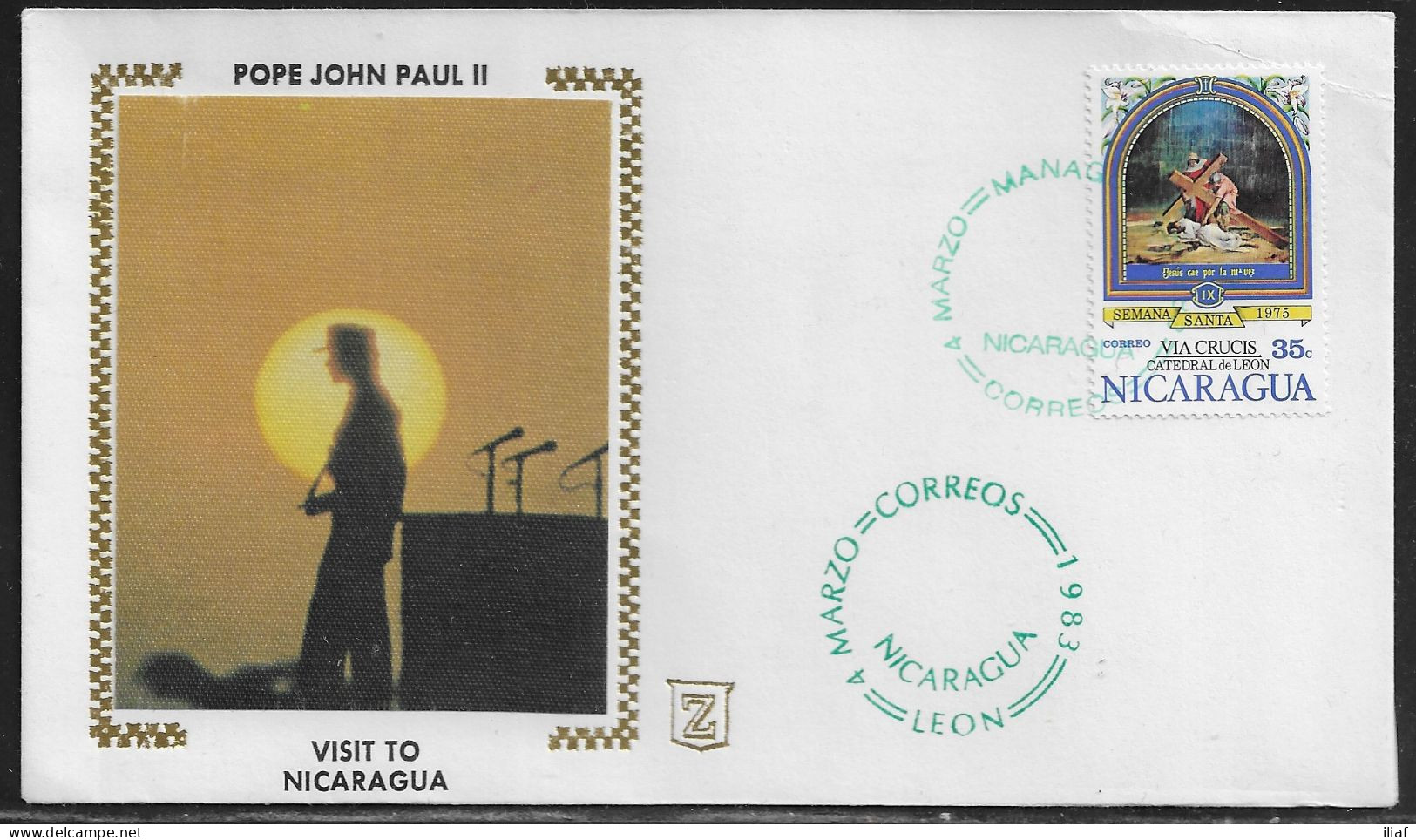 Nicaragua.   Pastoral Visit Of Pope John Paul II To Nicaragua.  Special Cancellation On Cachet Special Envelope - Nicaragua