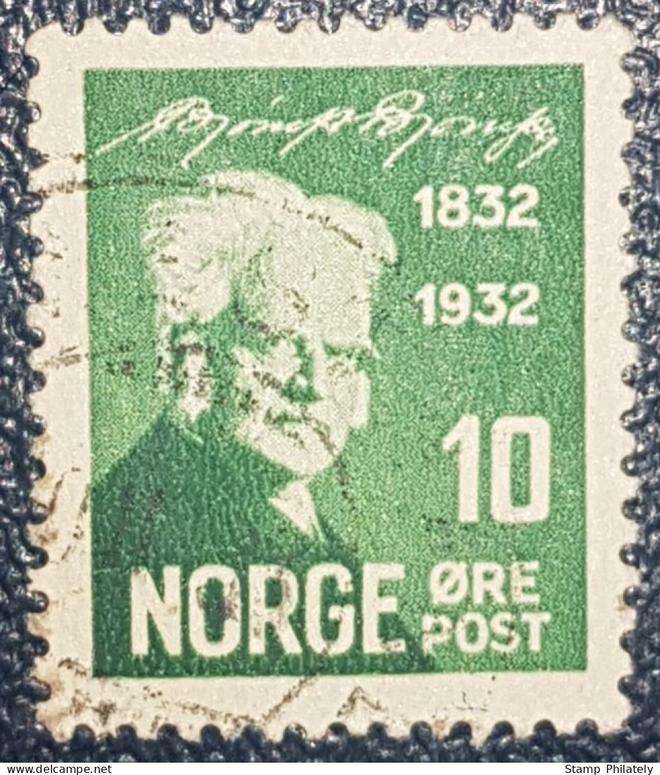 Norway 10 Used Classic Stamp 1932 Birth Of Bjørnson - Usados