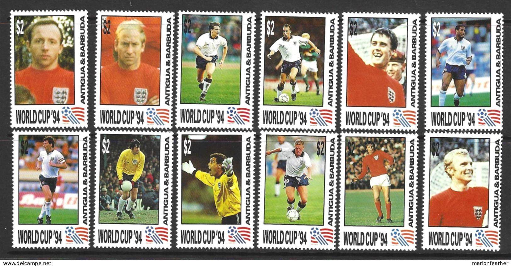 ANTIGUA & BARBUDA...QUEEN ELIZABETH II..(1952-22.)..." 1993..."...WORLD CUP....SET OF 12......MNH..... - 1994 – Vereinigte Staaten