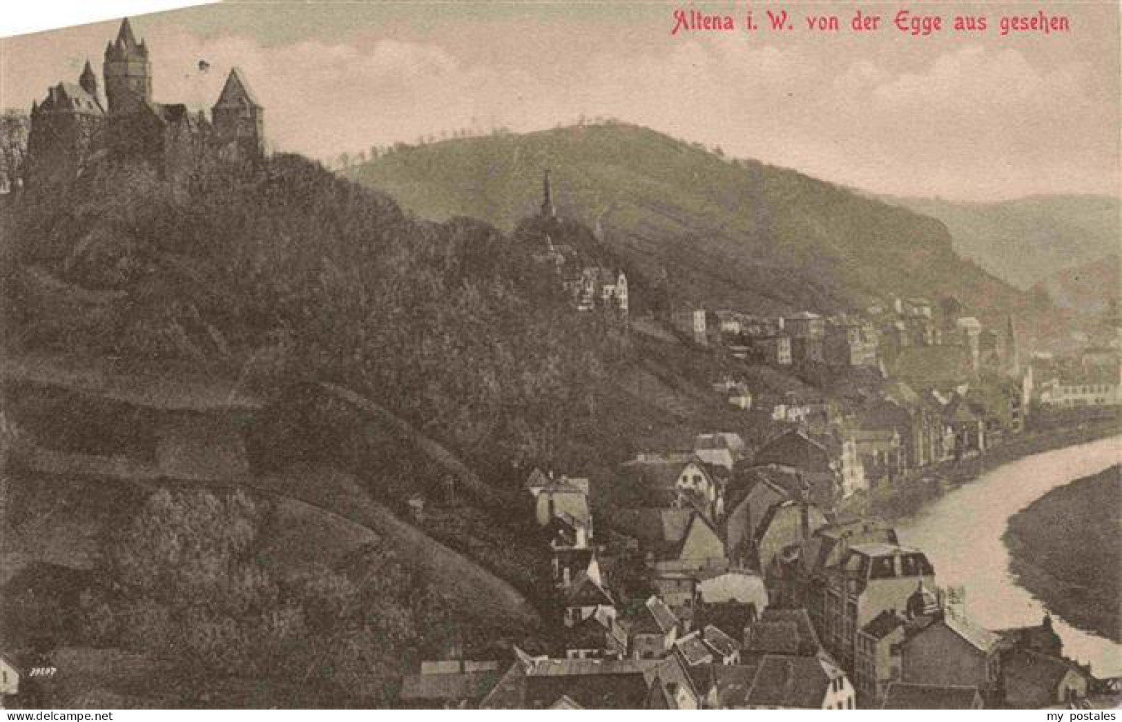 73963342 Altena_Lenne Blick Von Der Egge Mit Schloss - Altena