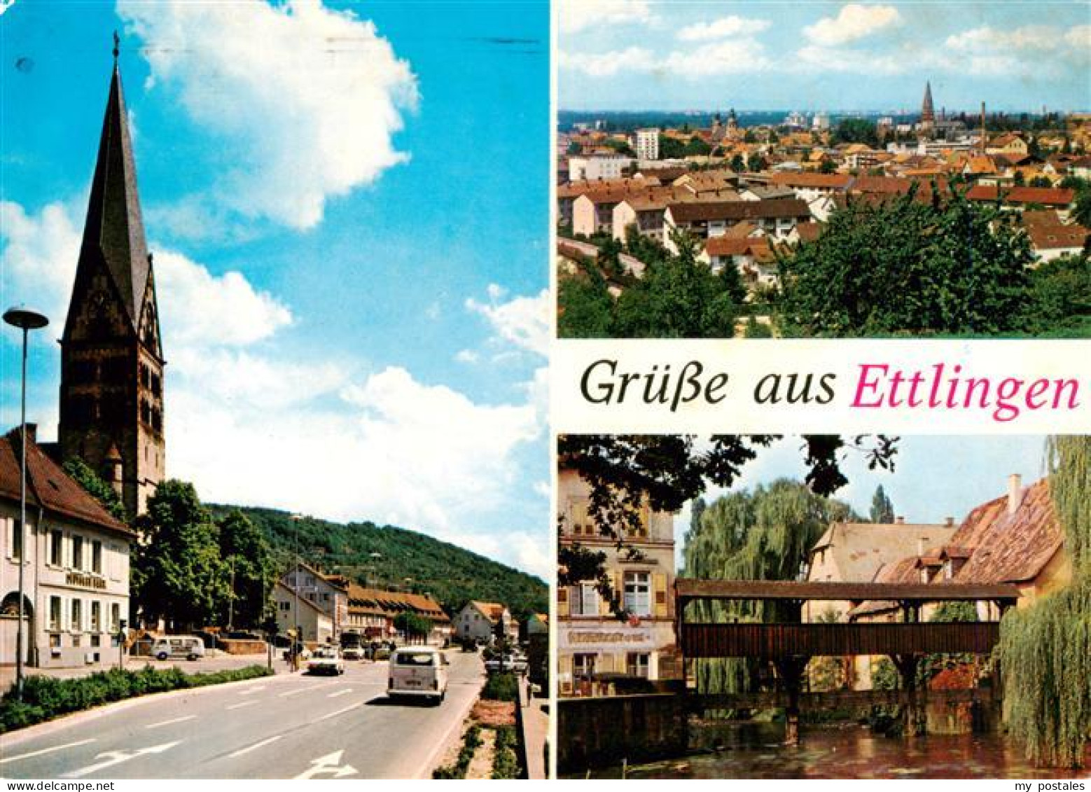 73923240 Ettlingen Hauptstrasse Stadtpanorama Holzbruecke Ueber Die Alb - Ettlingen