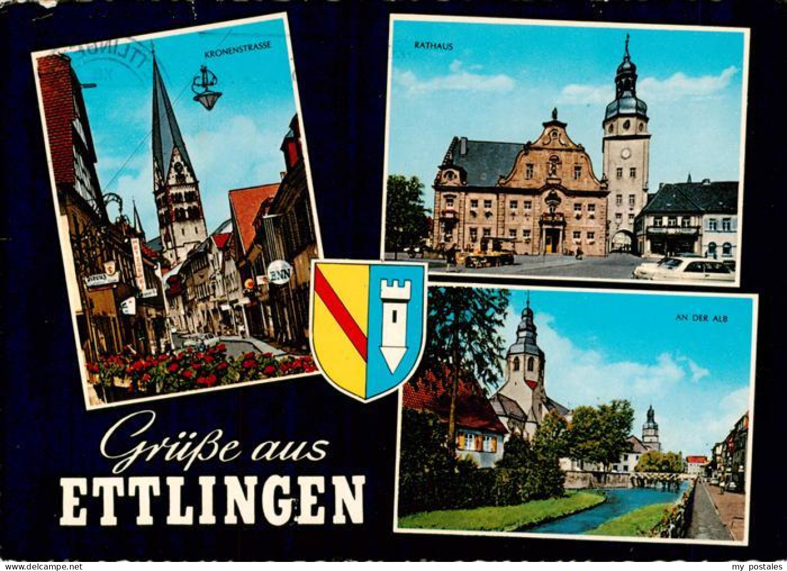 73923238 Ettlingen Kronenstrasse Rathaus Partie An Der Alb - Ettlingen