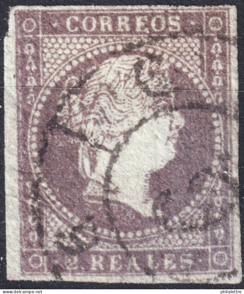 ESPAGNE - ESPAÑA - 1855 Ed.46 2R Violeta - Usado Rueda De Carreta (6 Málaga) (c.42€) (fil. Lineas Cruzadas) - Gebraucht
