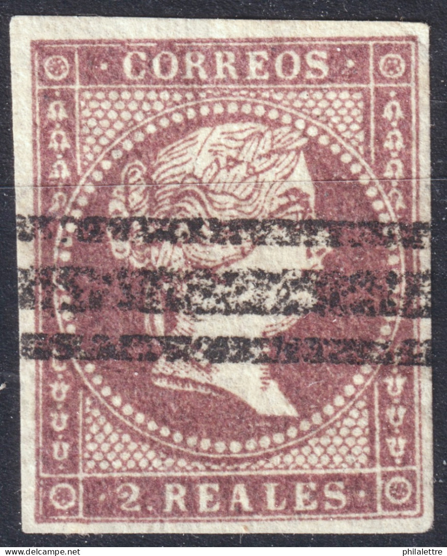 ESPAGNE - ESPAÑA - 1855 Ed.46S 2R Violeta - BARRADO (c.11€) (fil. Lineas Cruzadas) - Usati