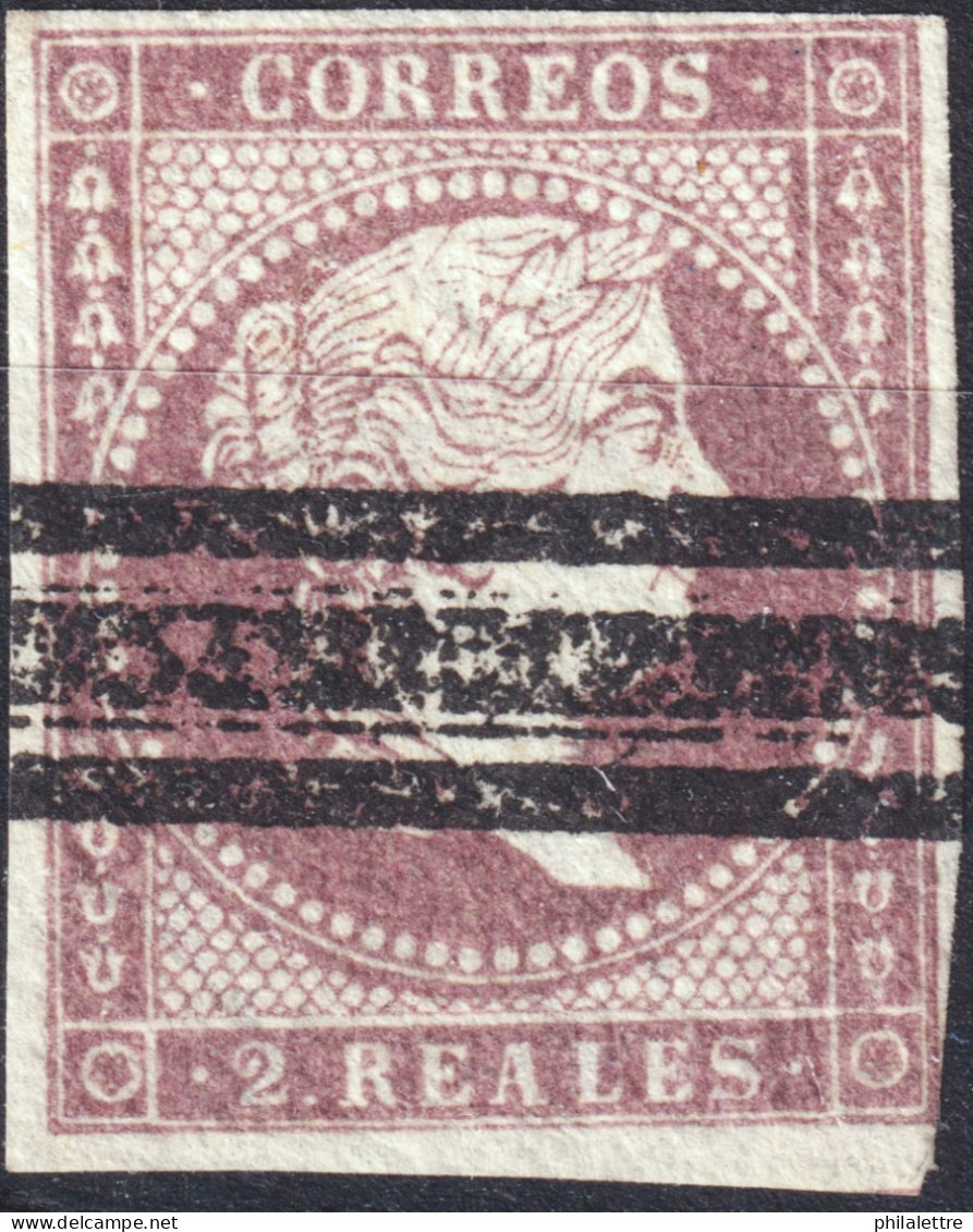 ESPAGNE - ESPAÑA - 1855 Ed.46S 2R Violeta - BARRADO (c.11€) (fil. Lineas Cruzadas) - Gebruikt
