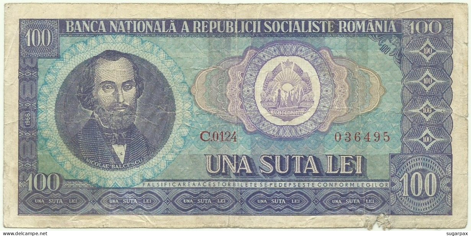 ROMANIA - 100 Lei - 1966 - Pick 97 - Série C. 0124 - Rumania