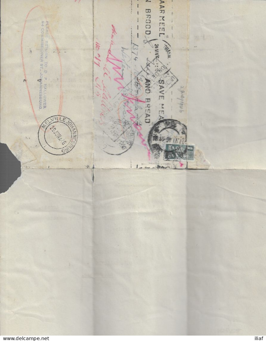 South Africa. Commercial Letter-cover With Stamp Sc. 83, Sent From Johannesburg At 24.06.1946 To Johannesburg. - Lettres & Documents
