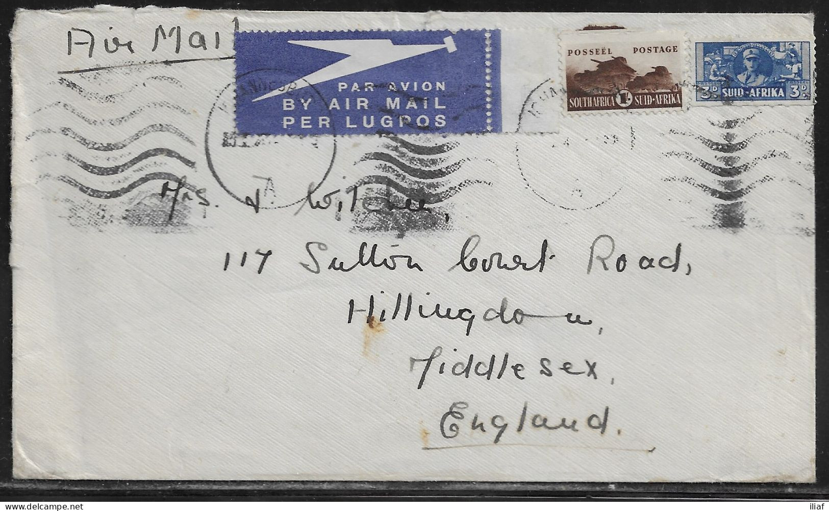 South Africa. Stamps Sc. 94, 97 On Commercial Letter, Sent From Johannesburg In 1942  To England. - Covers & Documents