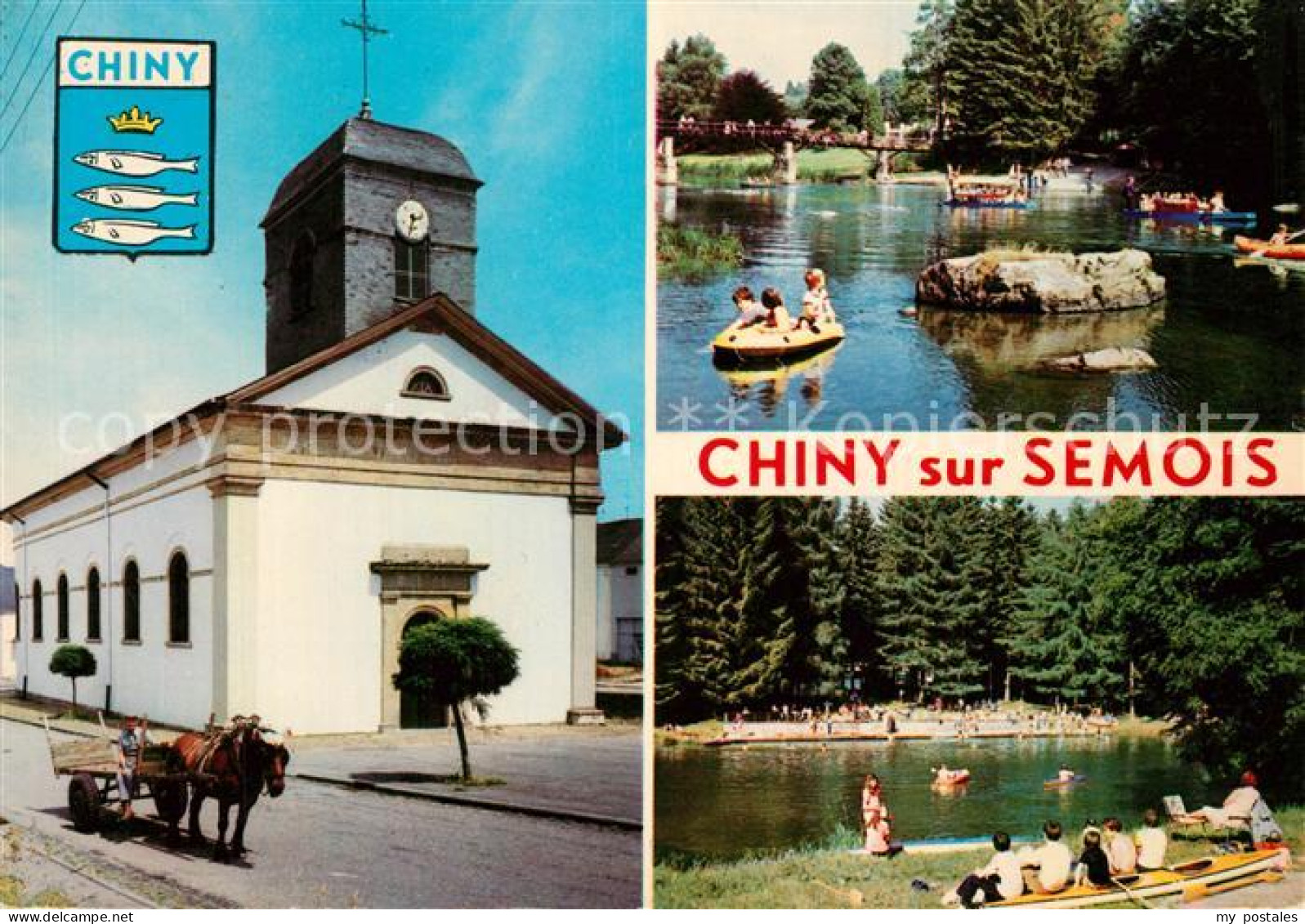 73318578 Chiny Kirche Pferdewagen Badestelle Am Fluss Chiny - Chiny