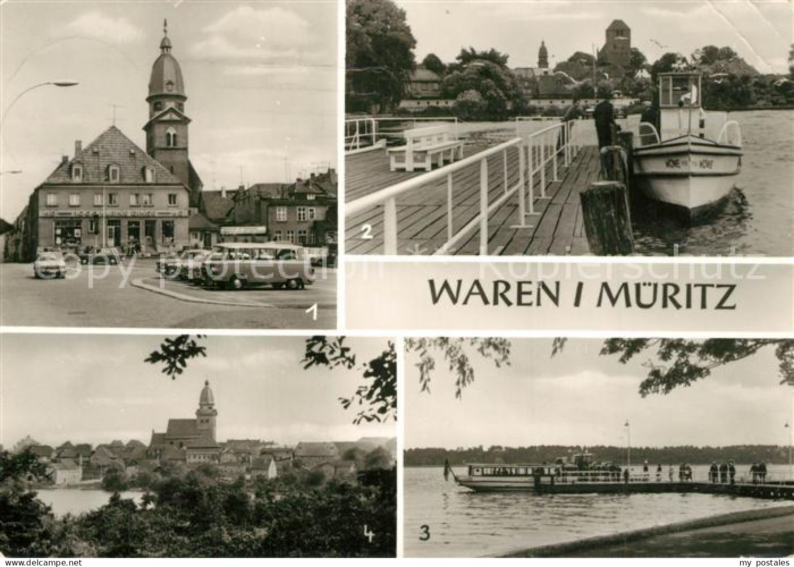 73317840 Waren Mueritz Markt Kietzbruecke Bootsanleger Blick Vom Muehlenberg War - Waren (Müritz)