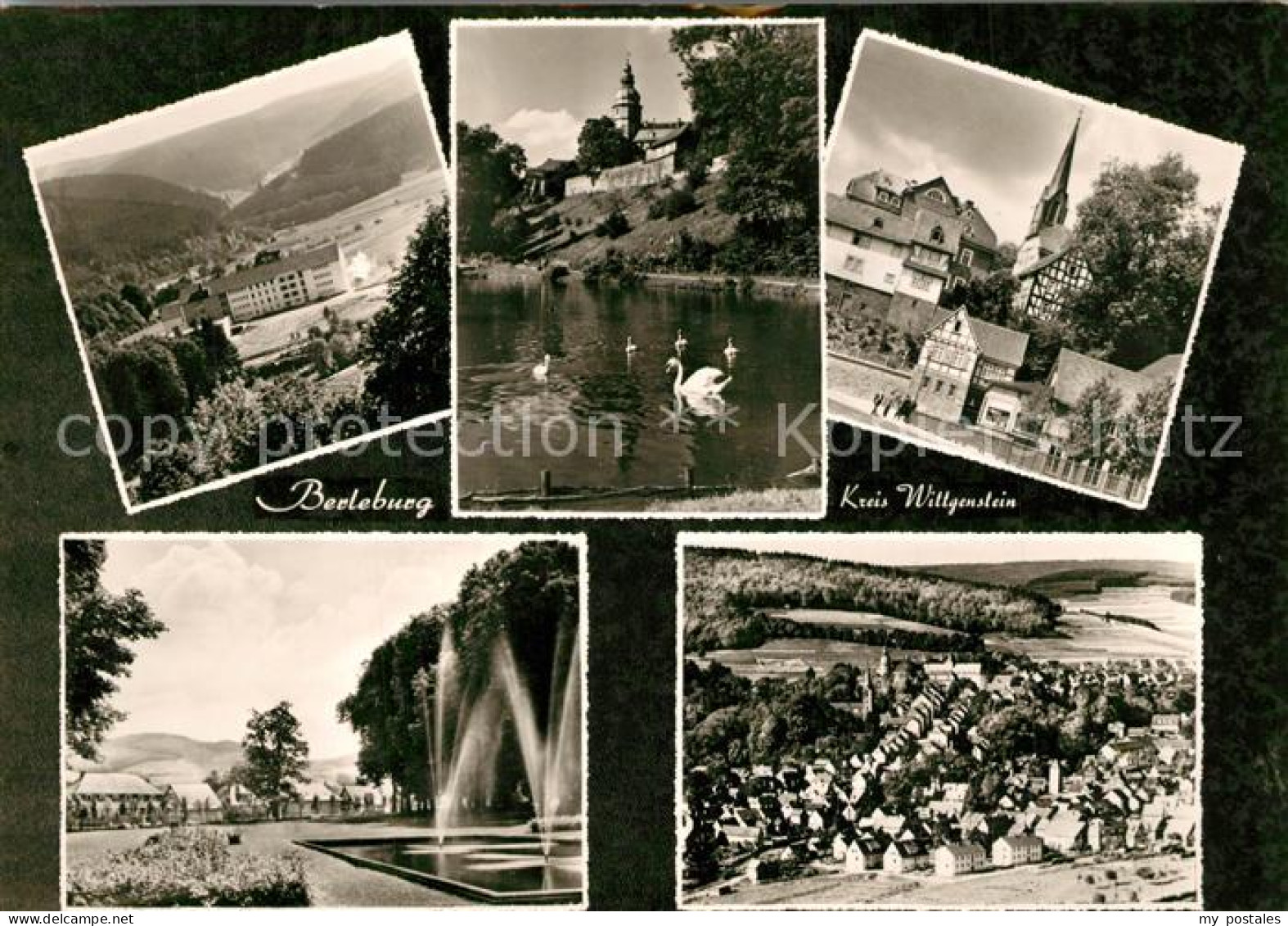 73317822 Bad Berleburg Panorama Kneipp Heilbad Schwanenteich Fontaene Ortsmotiv  - Bad Berleburg