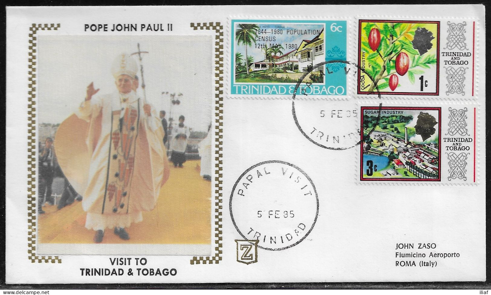 Trinidad And Tobago. Pastoral Visit Of Pope John Paul II To Trinidad And Tobago. Special Cancellation On  Special Envelo - Trinidad & Tobago (1962-...)