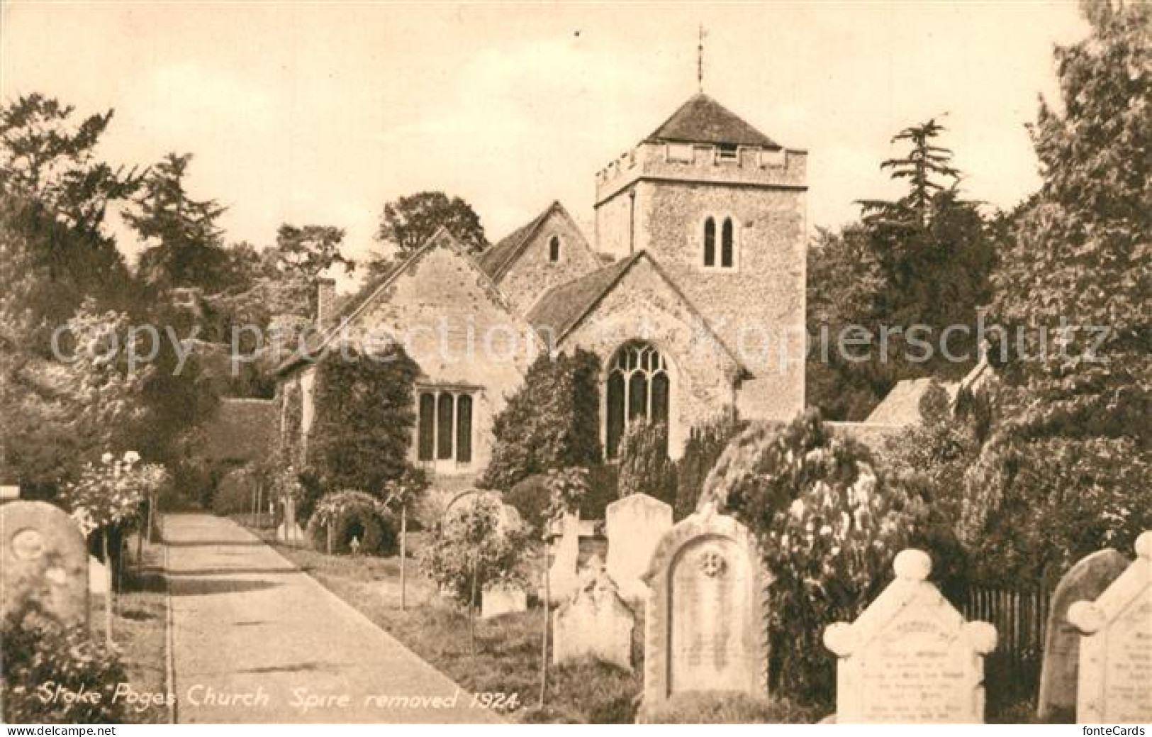 43353429 Stoke Poges Church Spire Removed 1924  - Buckinghamshire