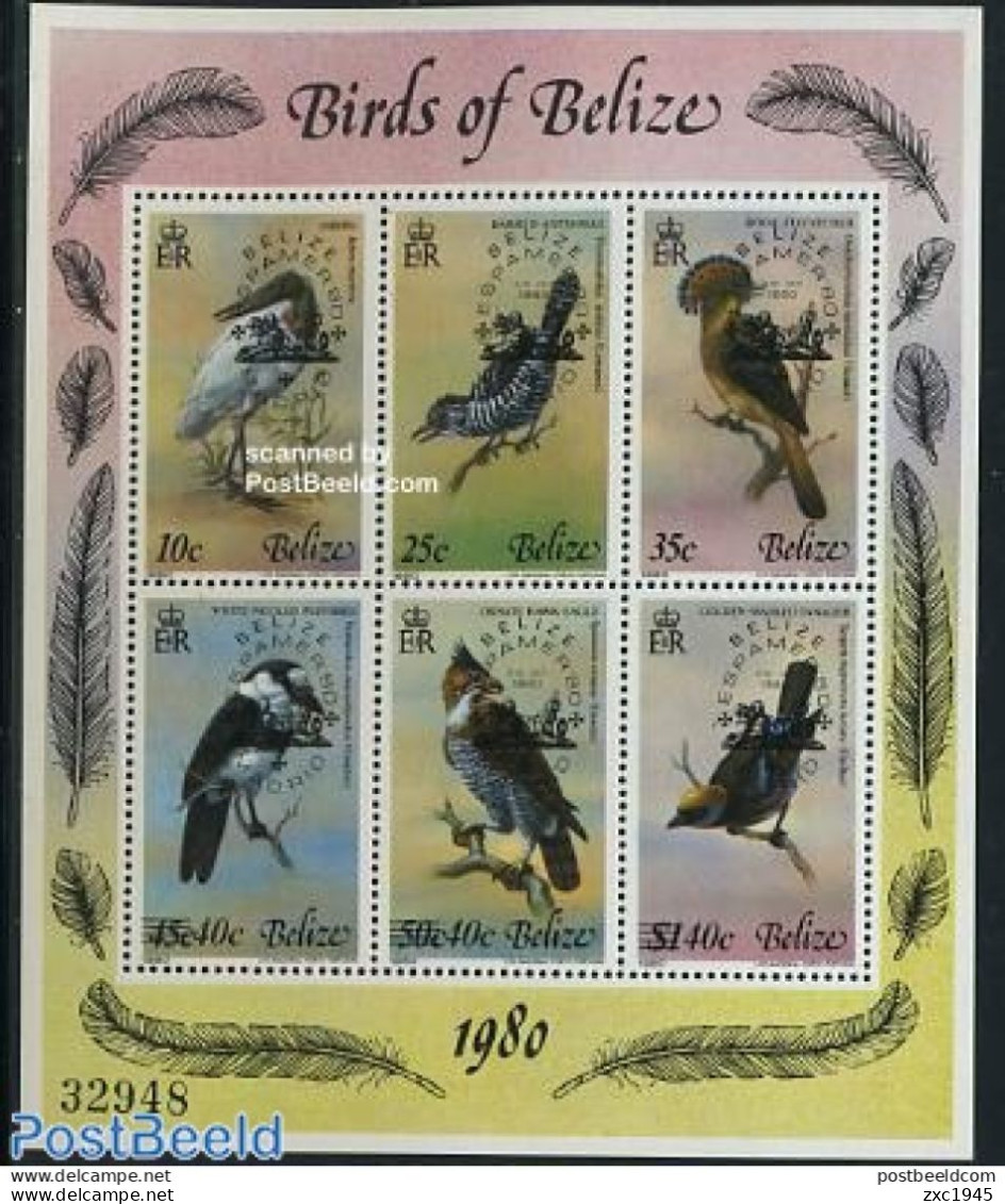Belize, 1980, Birds, Animals, Espamer Stamp Exhibition, Overprinted, MNH, Michel Block 22 - Belice (1973-...)