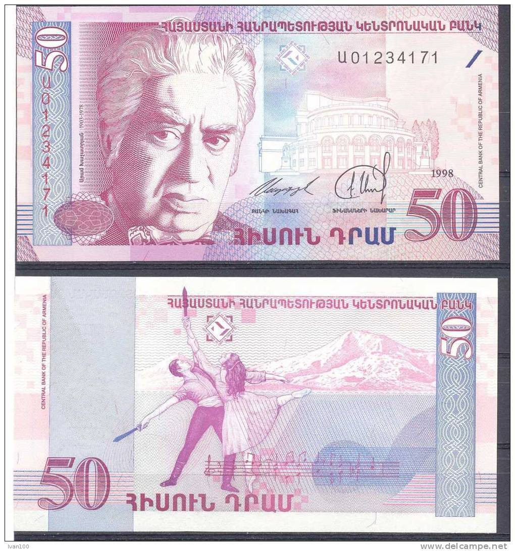 Armenia. 50Dr/1998, P-41, UNC - Armenië