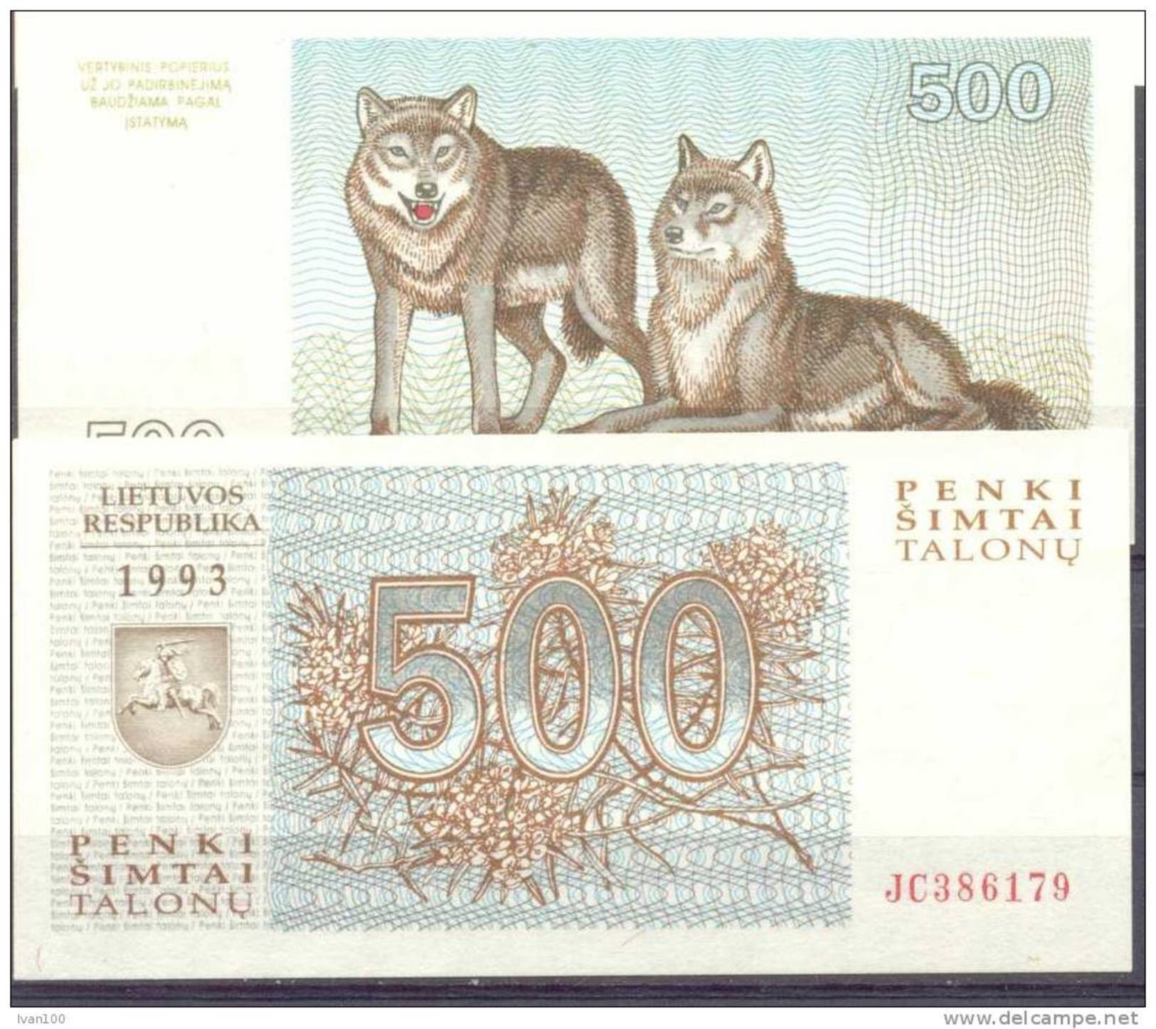 1993. Lithuania, 500 Talons, P-46, UNC - Lituania