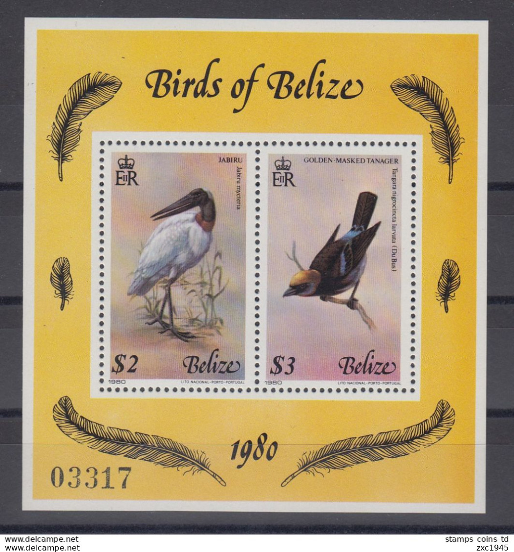 Belize 1980 Birds S/s (with 2 Stamps), Mint NH, Nature – Birds - Belize (1973-...)