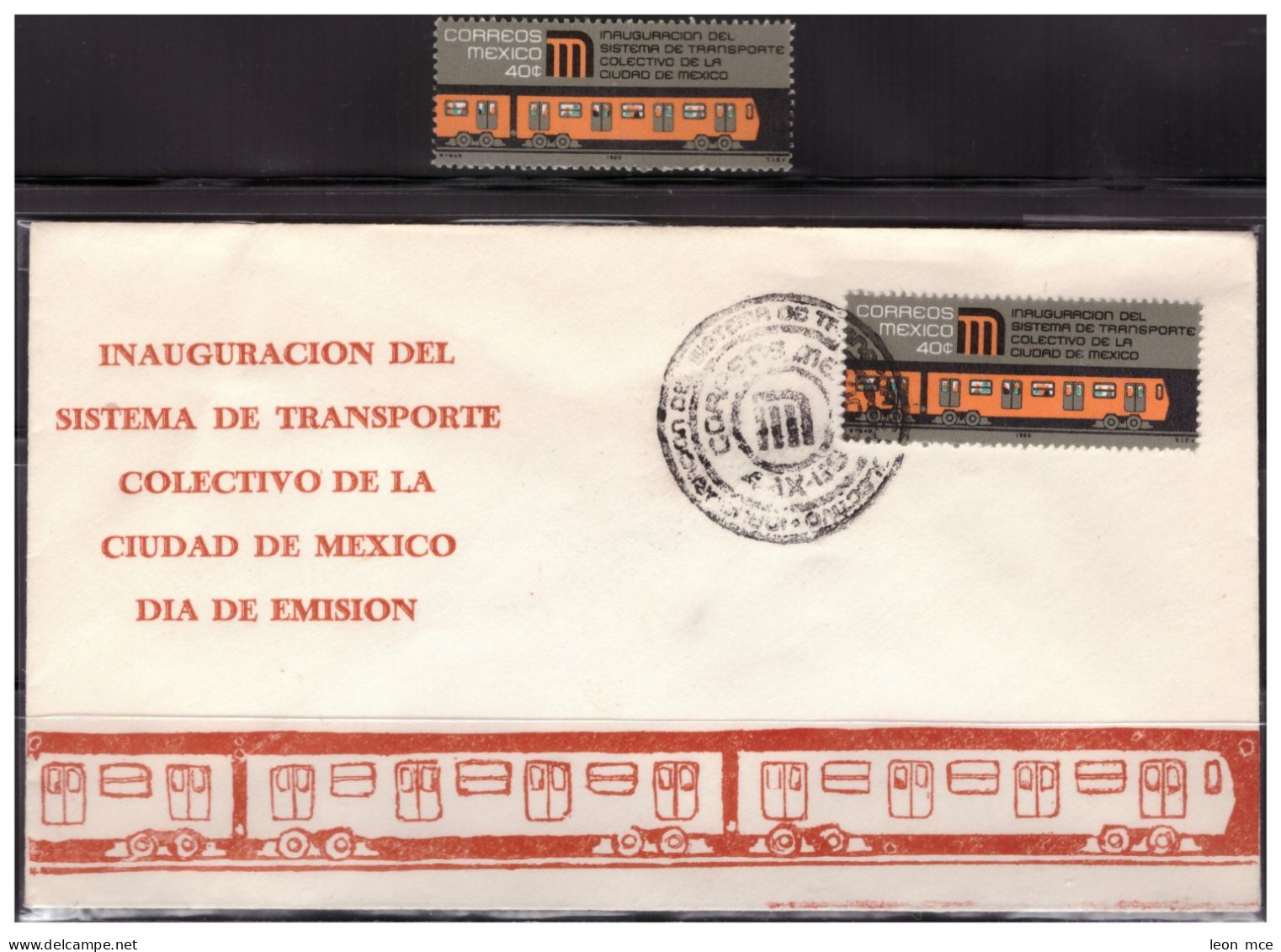 1969 MÉXICO FDC + STAMP Sc. 1005 MNH METRO, SUBWAY TRAIN, INAUGURATION OF THE COLLECTIVE TRANSPORTATION SYSTEM - Mexico