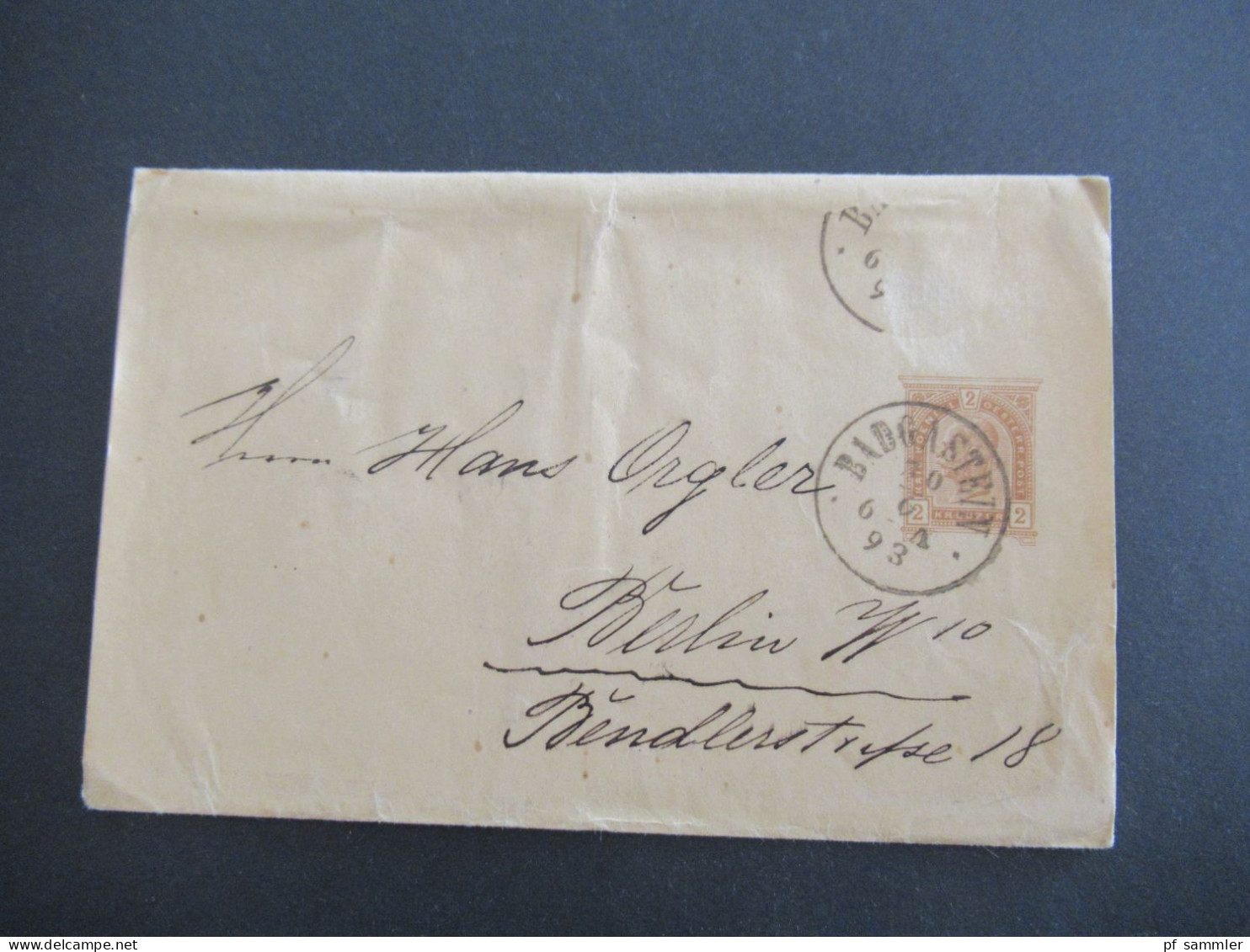 Österreich 1893 Streifband 2 Kreuzer Stempel K1 Badgastein Nach Berlin Gesendet Zusatzfrankatur Leider Abgelöst!!! - Striscie Per Giornali