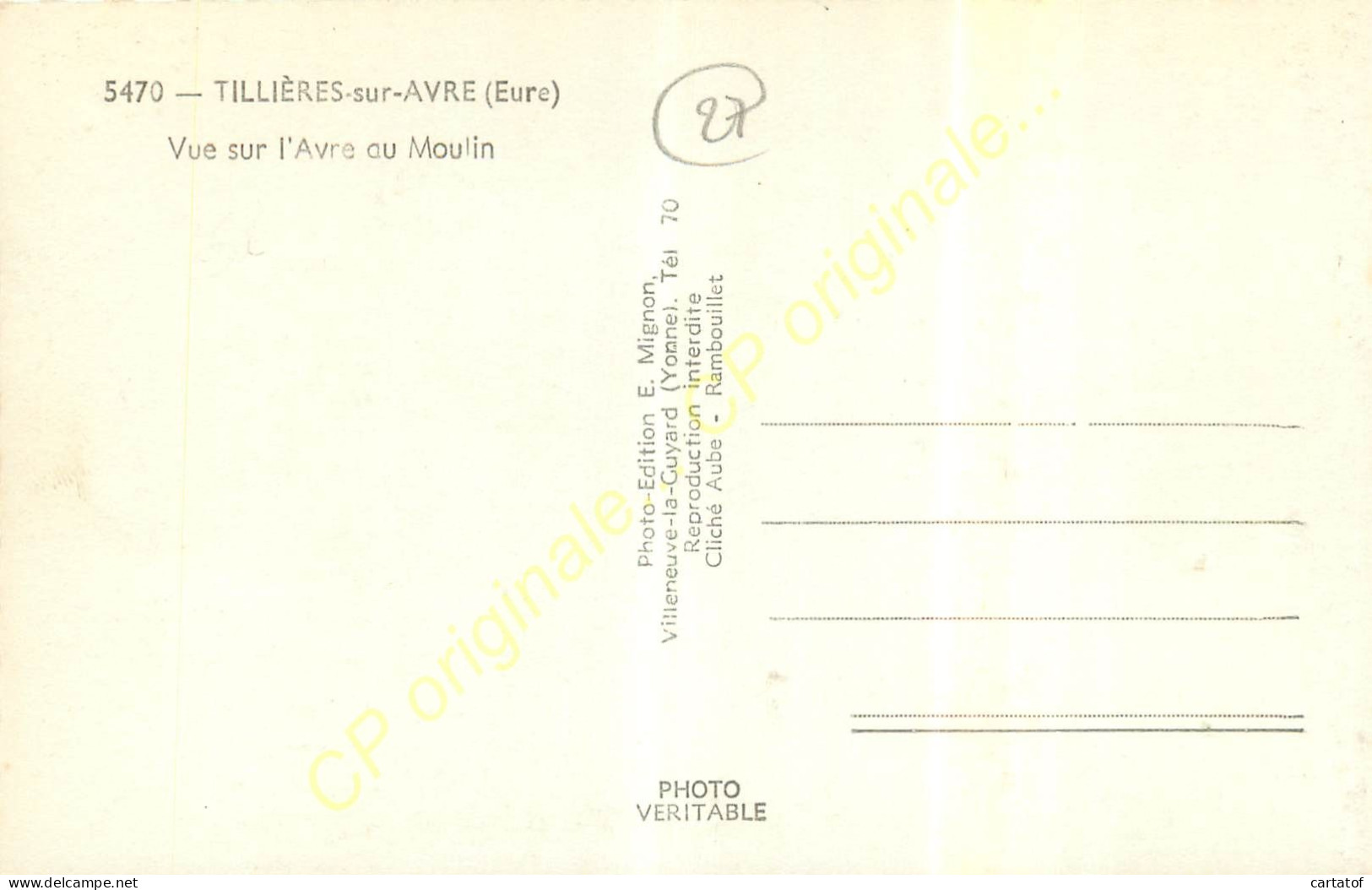 27.  TILLIERES Sur AVRE .  Vue Sur L'Avre Au Moulin . - Tillières-sur-Avre