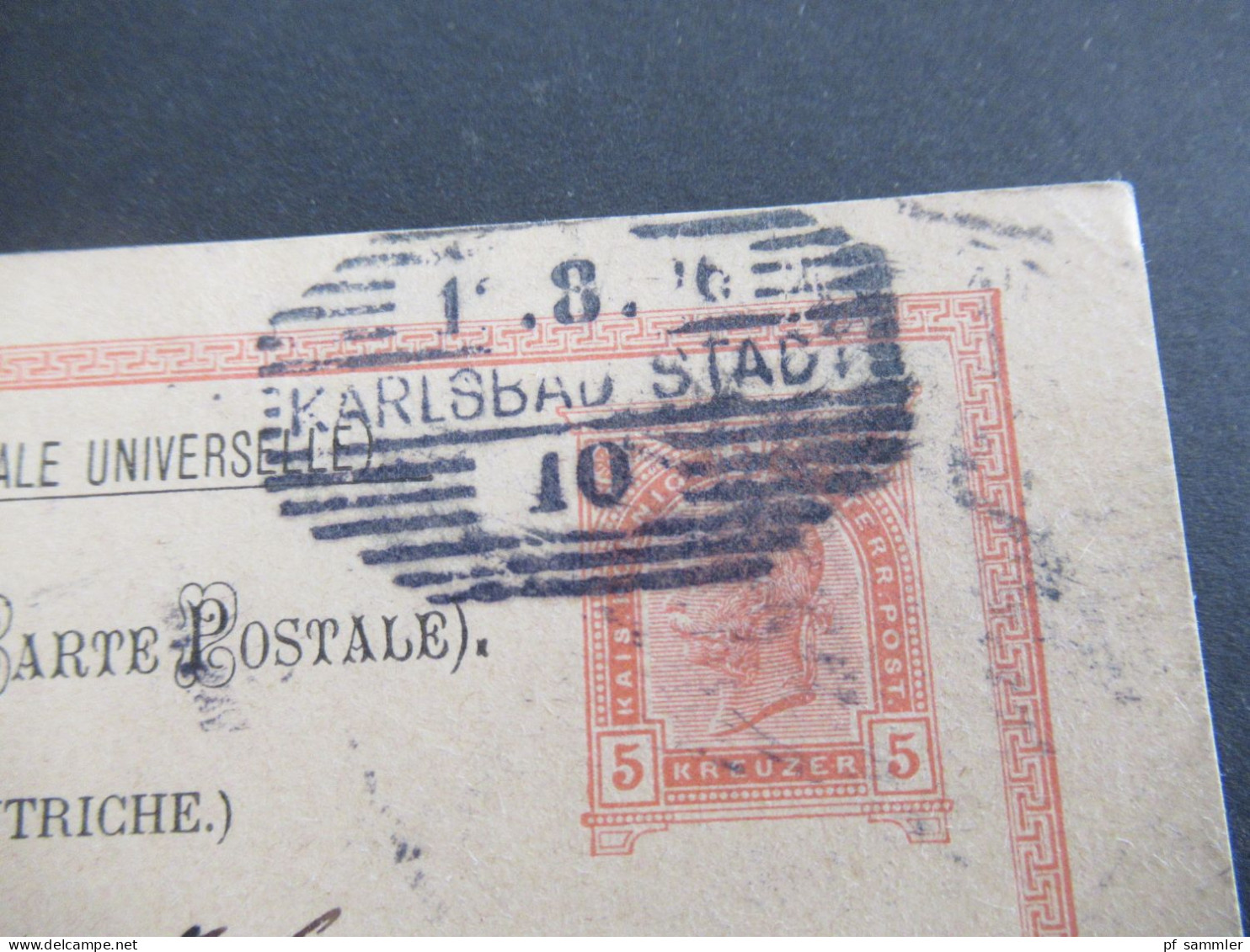 Österreich 1896 Weltpostverein UPU GA Strichstempel Karlsbad Stadt Nach Zürich Schweiz Mit Viel Text / Inhalt! - Cartoline