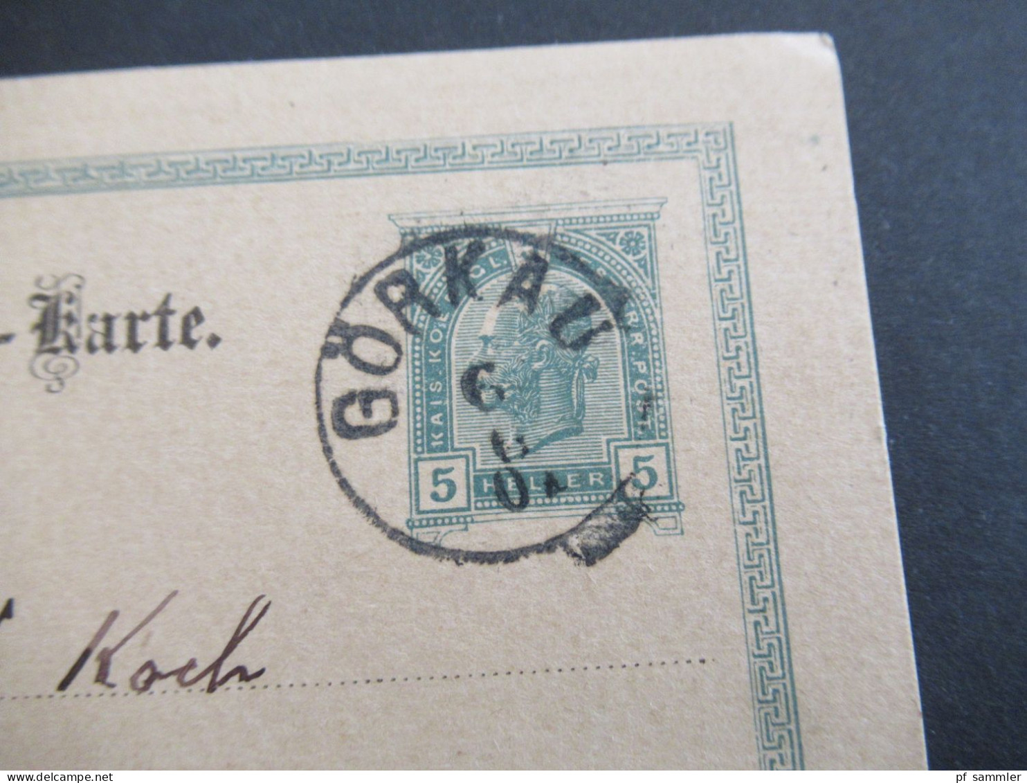 Österreich 1901 GA 5 Heller Stempel K1 Görkau Nach Hamburg Uhlenhorst Mit Ank. Stempel Gitterstempel Hamburg 21 - Cartes Postales