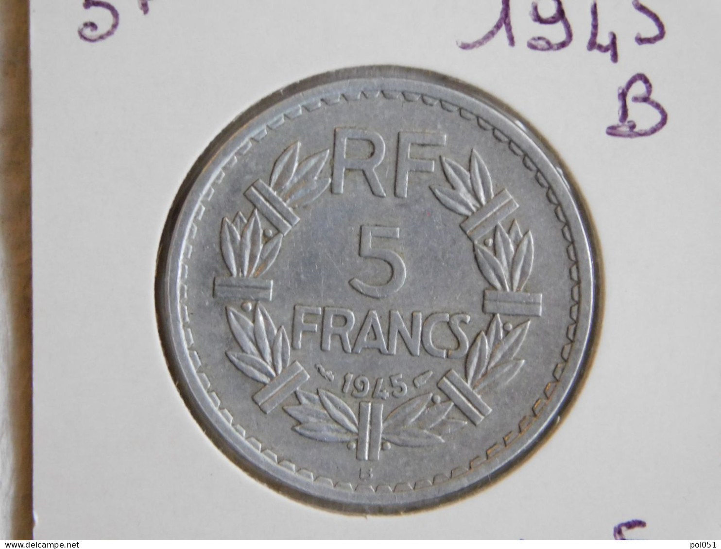 France 5 Francs 1945 B LAVRILLIER, ALUMINIUM (879) - 5 Francs