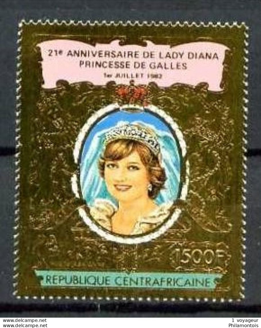 CENTRAFRIQUE - Lady DIANA - 1500 F Sur Papier OR - Neuf N** - Très Beau - Famous Ladies