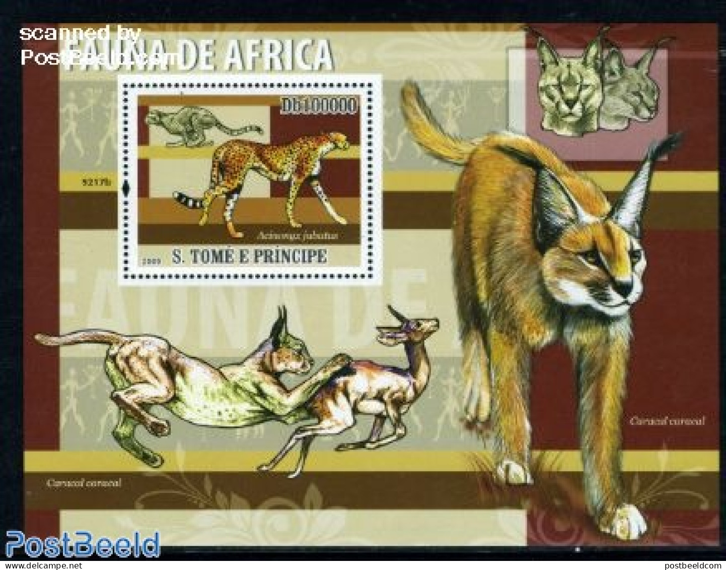 Sao Tome/Principe 2009 African Fauna S/s, Mint NH, Nature - Animals (others & Mixed) - Cat Family - Sao Tome And Principe