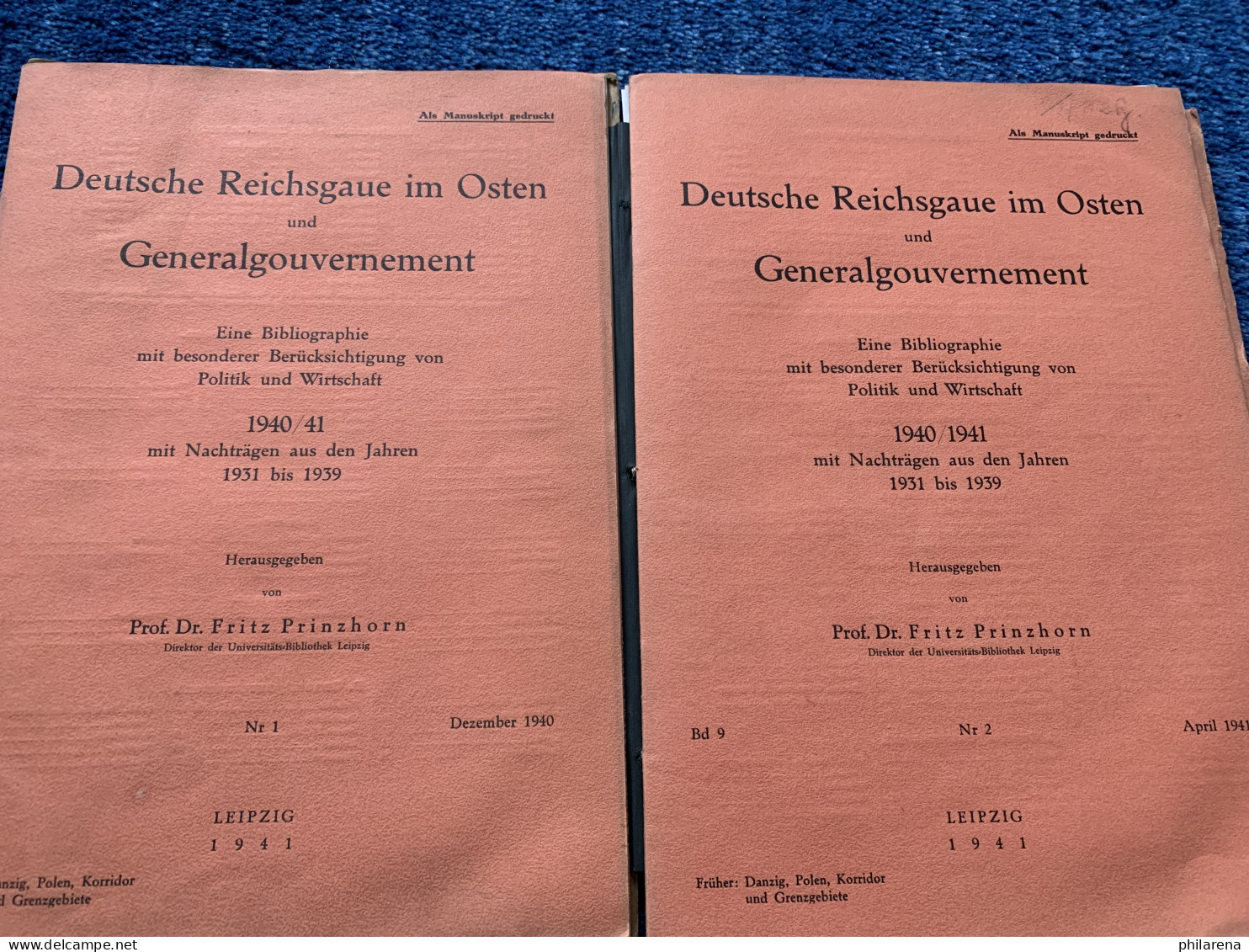 GG: Deutsche Reichsgaue Im Osten Und GG: Politik Und Wirtschaft 1940/41 - Livres Anciens