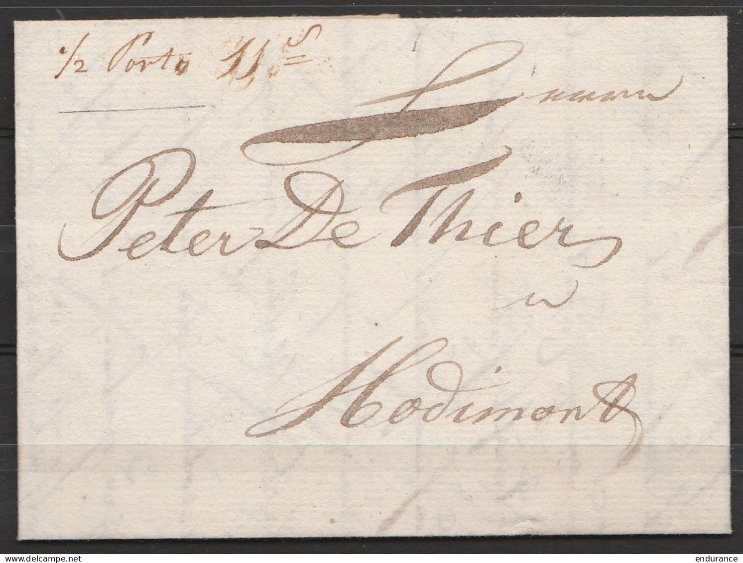 L. Datée 28 Juin 1806 De ULHM Pour HODIMONT - Manuscrit."1/2 Porto 11s" - 1794-1814 (Periodo Francese)