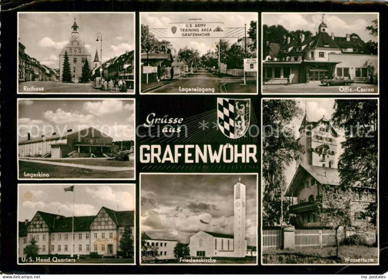 73293871 Grafenwoehr Rathaus Lagereingang Casino Wasserturm Friedenskirche U.S.  - Grafenwoehr