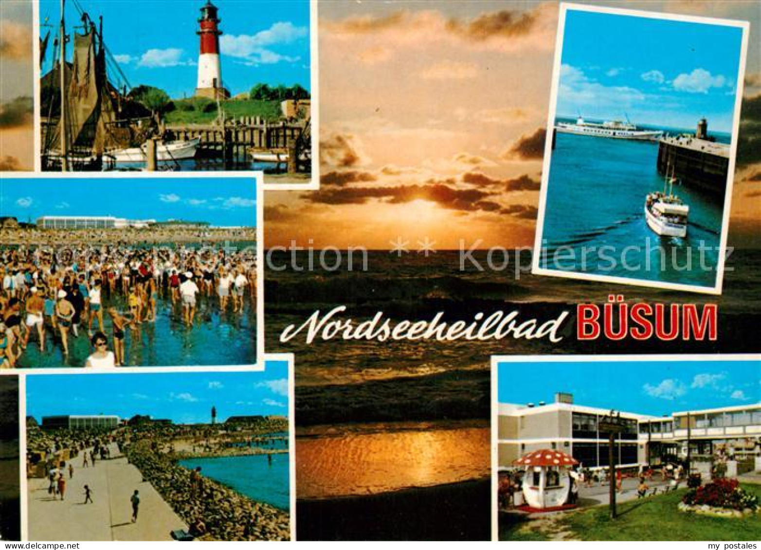 73293607 Buesum Nordseebad Fischkutter Hafen Leuchtturm Mole Strand Promenade So - Büsum