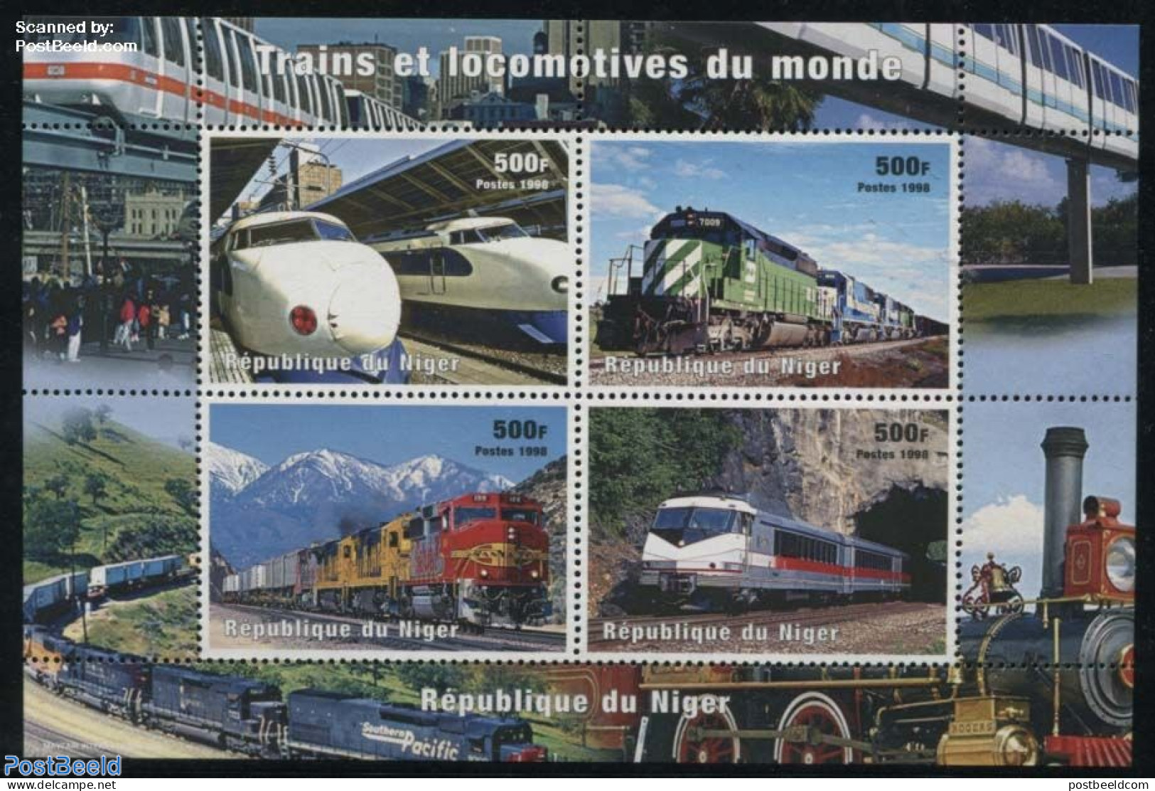 Niger 1998 Railways 4v M/s, Mint NH - Niger (1960-...)