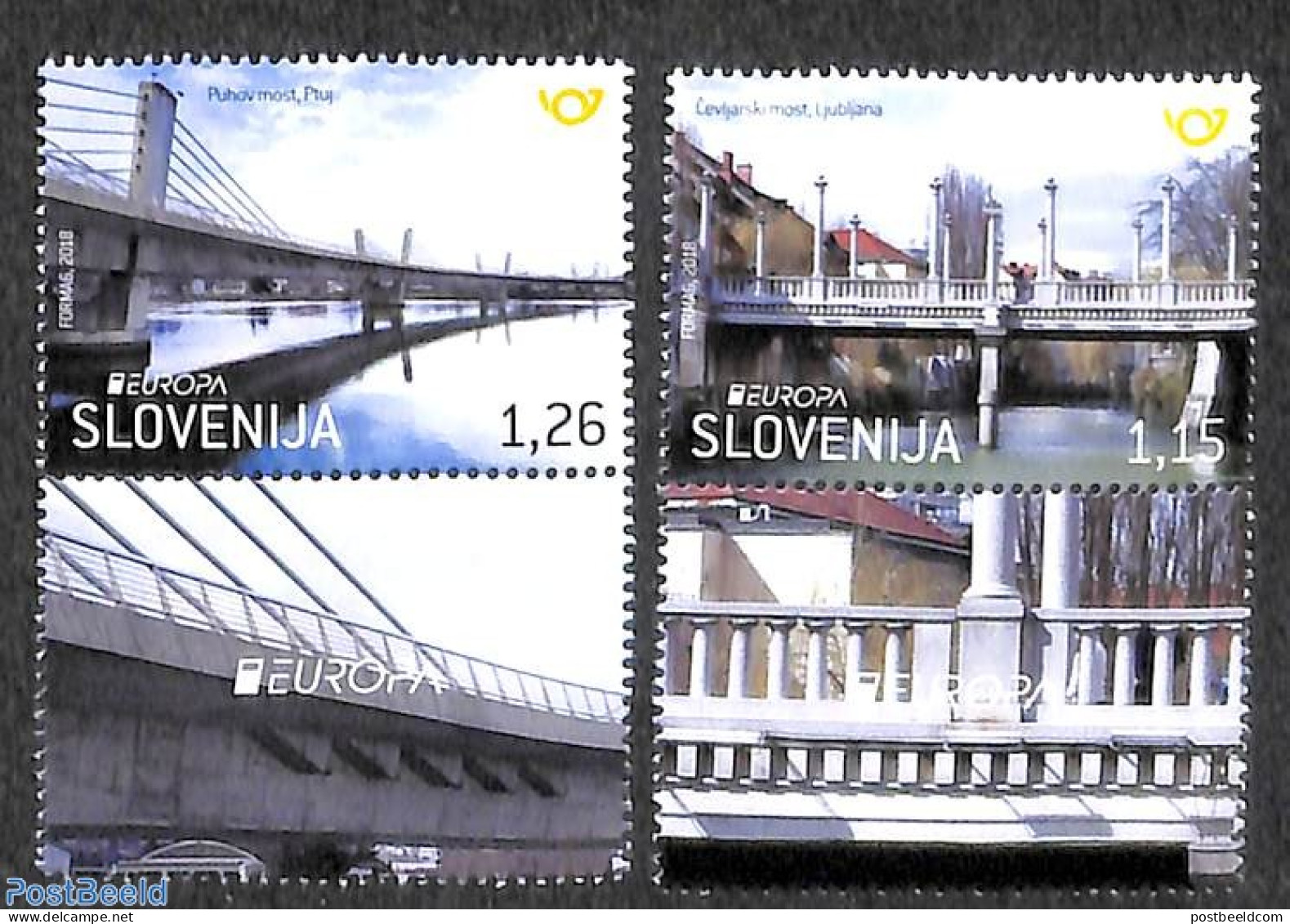 Slovenia 2018 Europa, Bridges 2v+tabs, Mint NH, History - Europa (cept) - Art - Bridges And Tunnels - Ponti