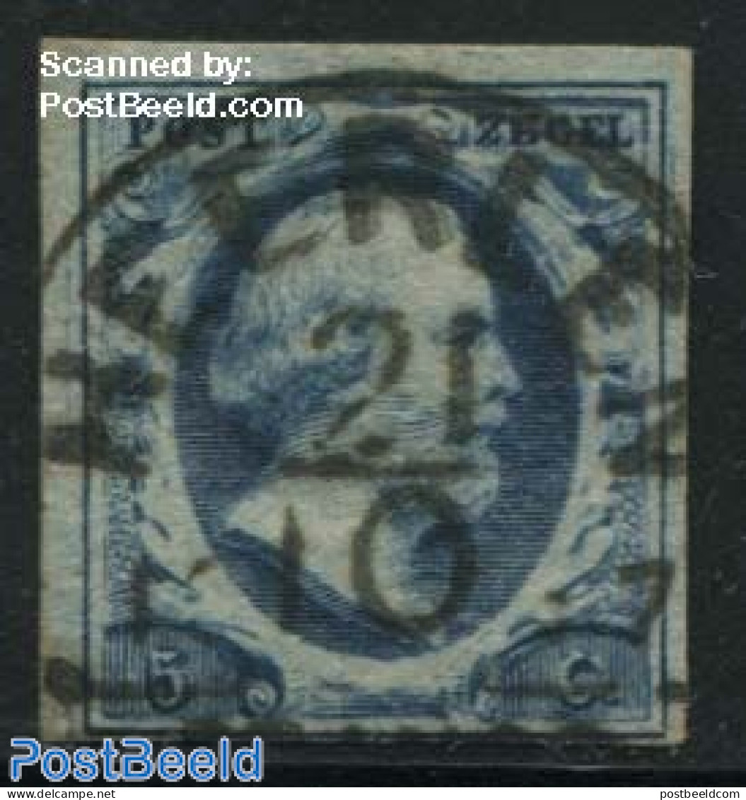 Netherlands 1852 5c, Used, HEERENVEEN-C, Used Stamps - Gebruikt