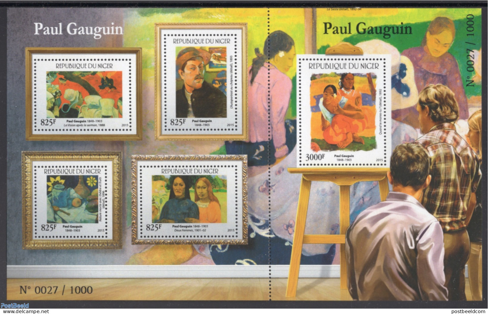 Niger 2015 Gauguin 5v M/s, Mint NH, Art - Paintings - Paul Gauguin - Niger (1960-...)