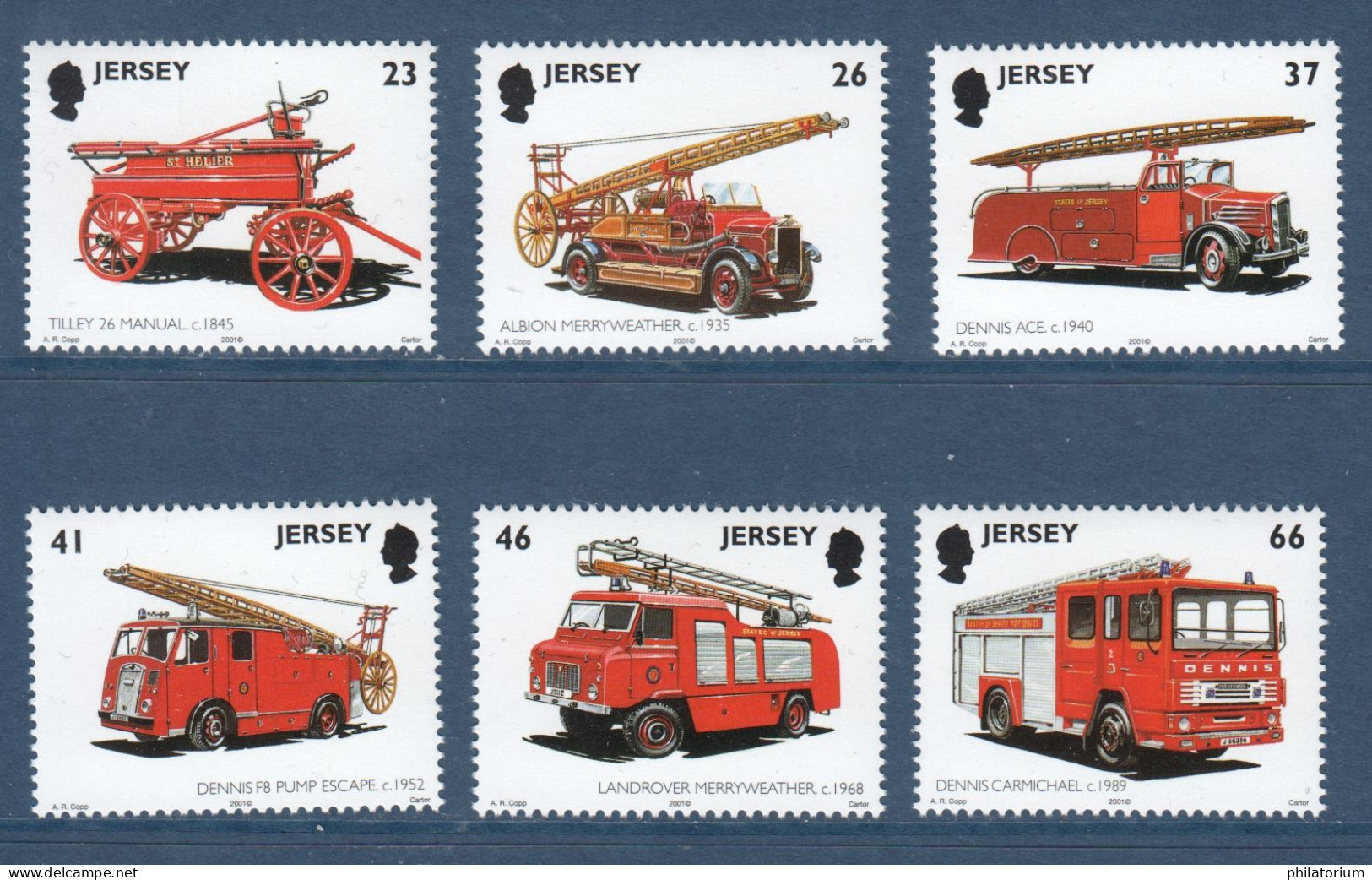 Jersey, **, Yv 994 à 999 , Mi BL 996 à 1001, SG 1007 à 1012, Véhicules De Pompier, - Vrachtwagens