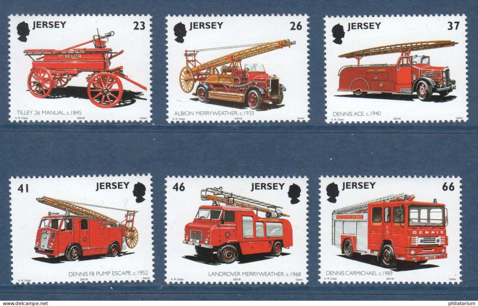 Jersey, **, Yv 994 à 999 , Mi BL 996 à 1001, SG 1007 à 1012, Véhicules De Pompier, - Camions