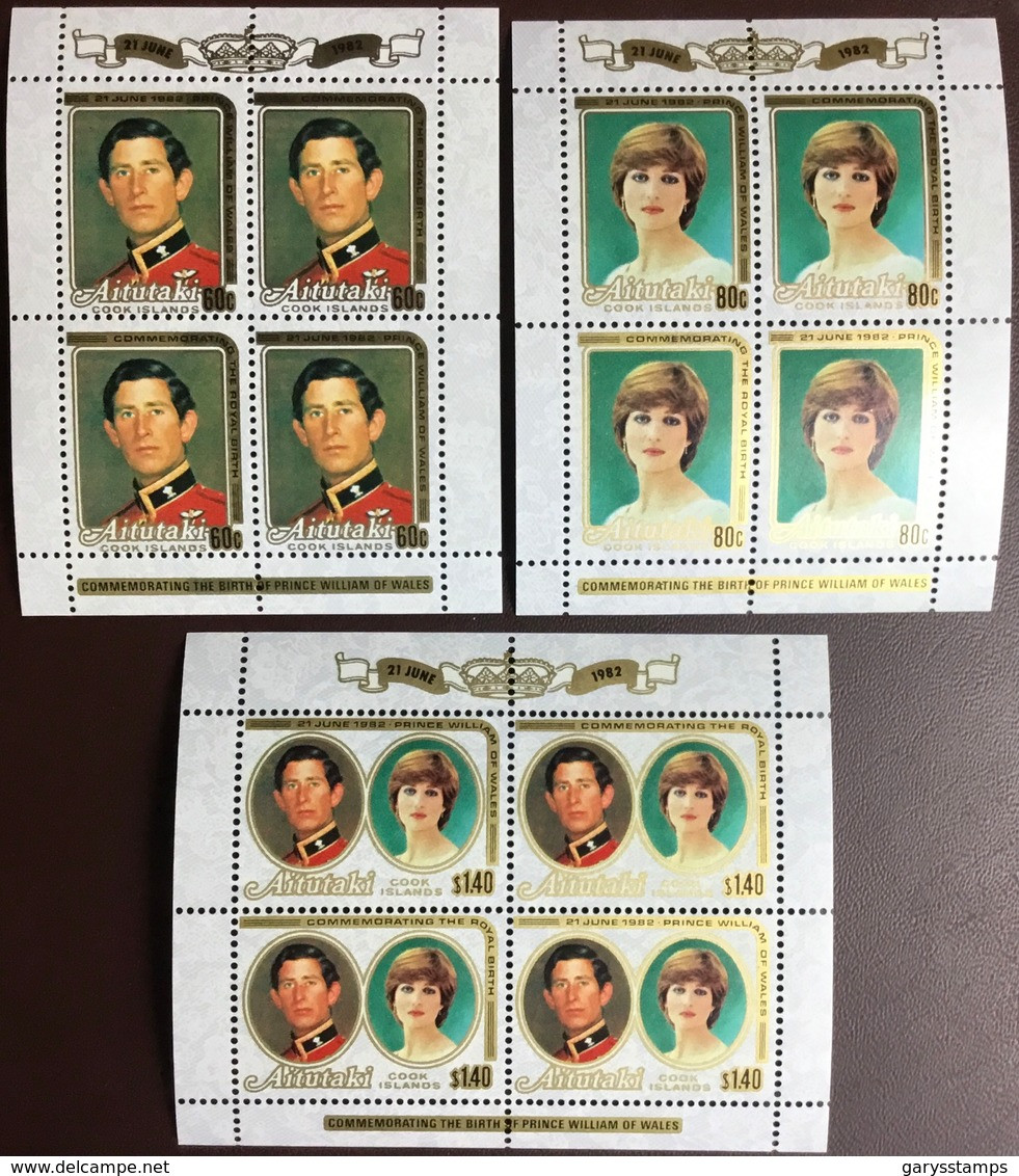 Aitutaki 1982 Birth Of Prince William Sheetlets Set MNH - Aitutaki