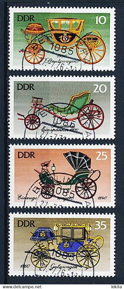 4 Timbres Oblitérés DDR Allemagne De L'Est XIV-8 Diligence Carrosse  Staatswagen 1790, Einxugs Wagen 1840, Galawagen* - Postkoetsen