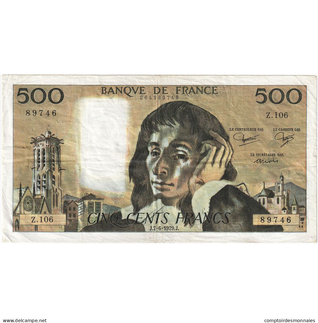 France, 500 Francs, Pascal, 1979-06-07, Z.106, TB - 500 F 1968-1993 ''Pascal''