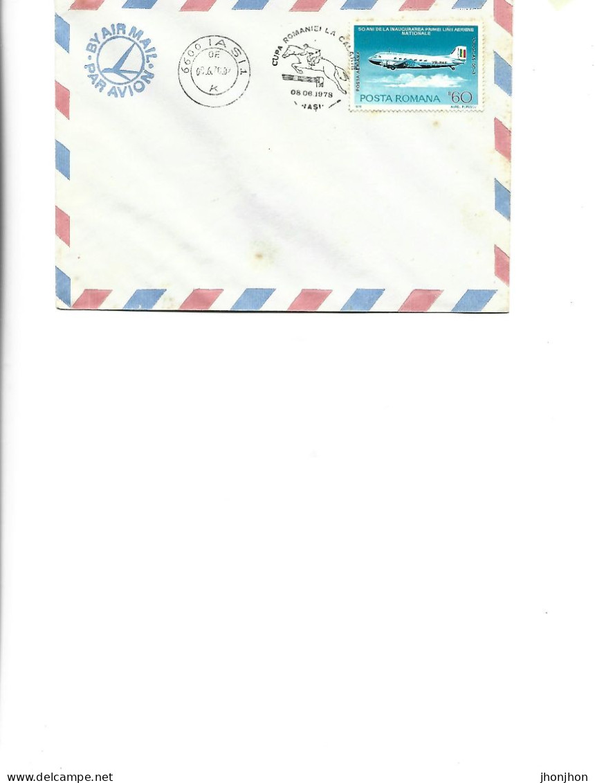 Romania -  Occasional Envelope 1970  -  Romanian Equestrian Cup 06.08.1978, Iasi - Storia Postale