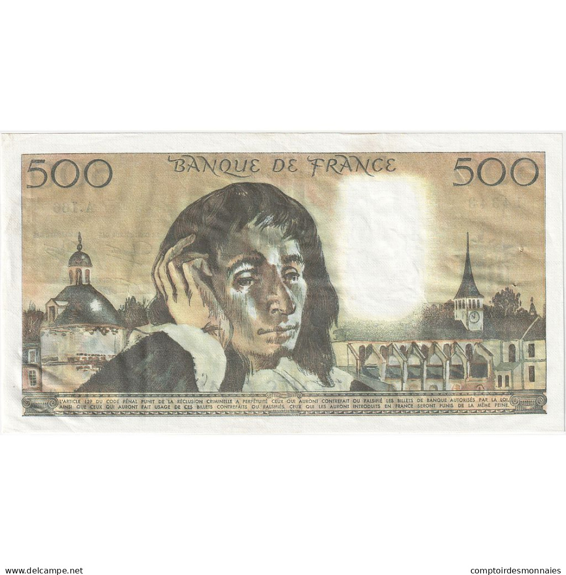 France, 500 Francs, Pascal, 1982, A.166, TTB+, Fayette:71.27, KM:156e - 500 F 1968-1993 ''Pascal''