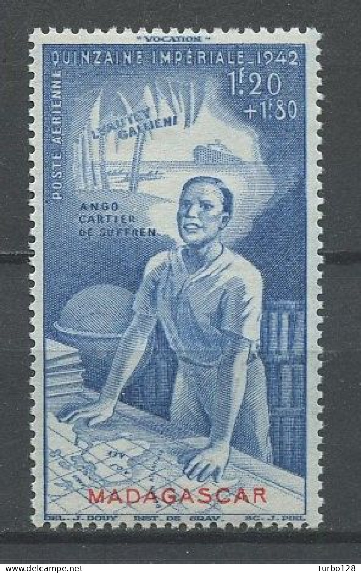 MADAGASCAR 1942 PA N° 44 ** Neuf MNH Superbe Quinzaine Impériale - Unused Stamps