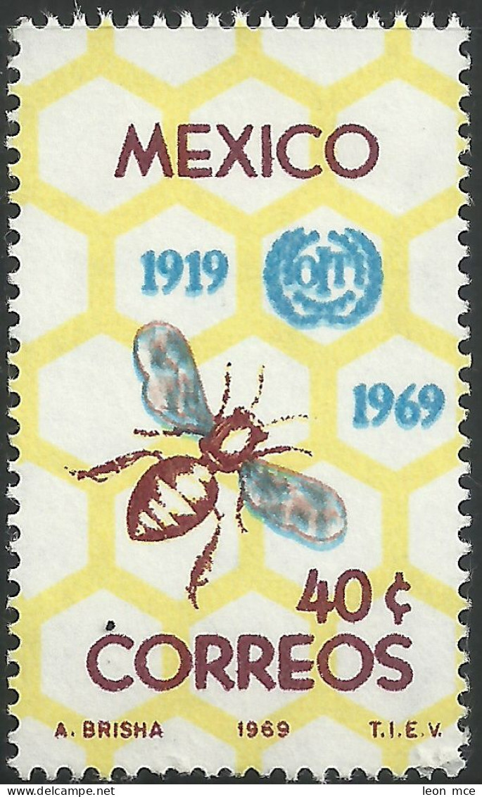 1969 MÉXICO ORGANIZACIÓN INTERNACIONAL DEL TRABAJO "OIT" Sc. 1006 MNH Honeycomb, Bee And "ILO" Emblem - Mexico