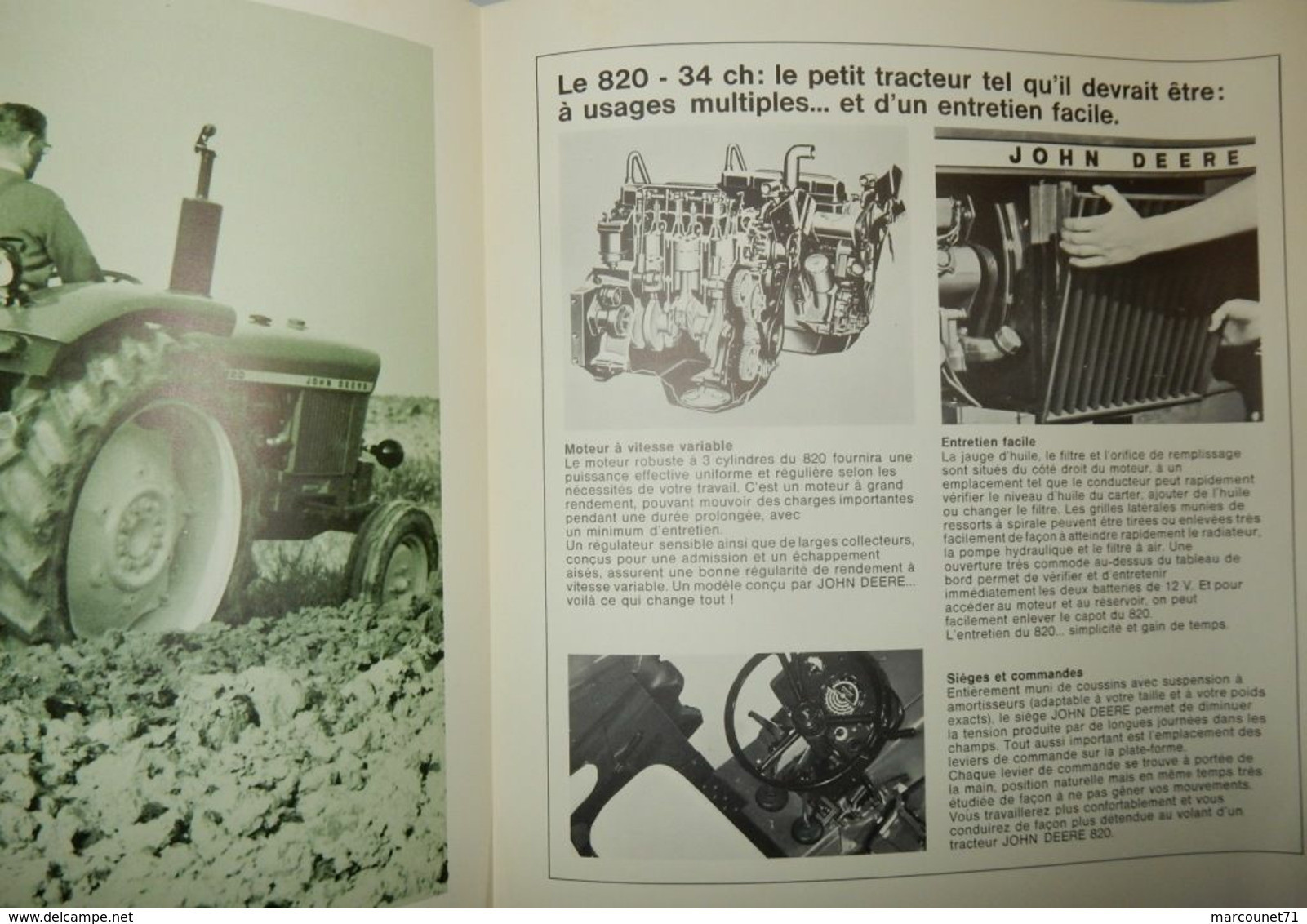 DÉPLIANT COMMERCIAL TRACTEUR JOHN DEERE 820 PROSPECTUS - Trattori