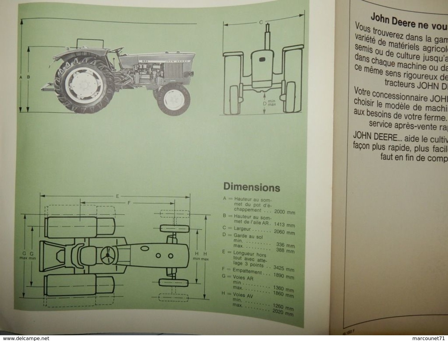 DÉPLIANT COMMERCIAL TRACTEUR JOHN DEERE 820 PROSPECTUS - Tracteurs