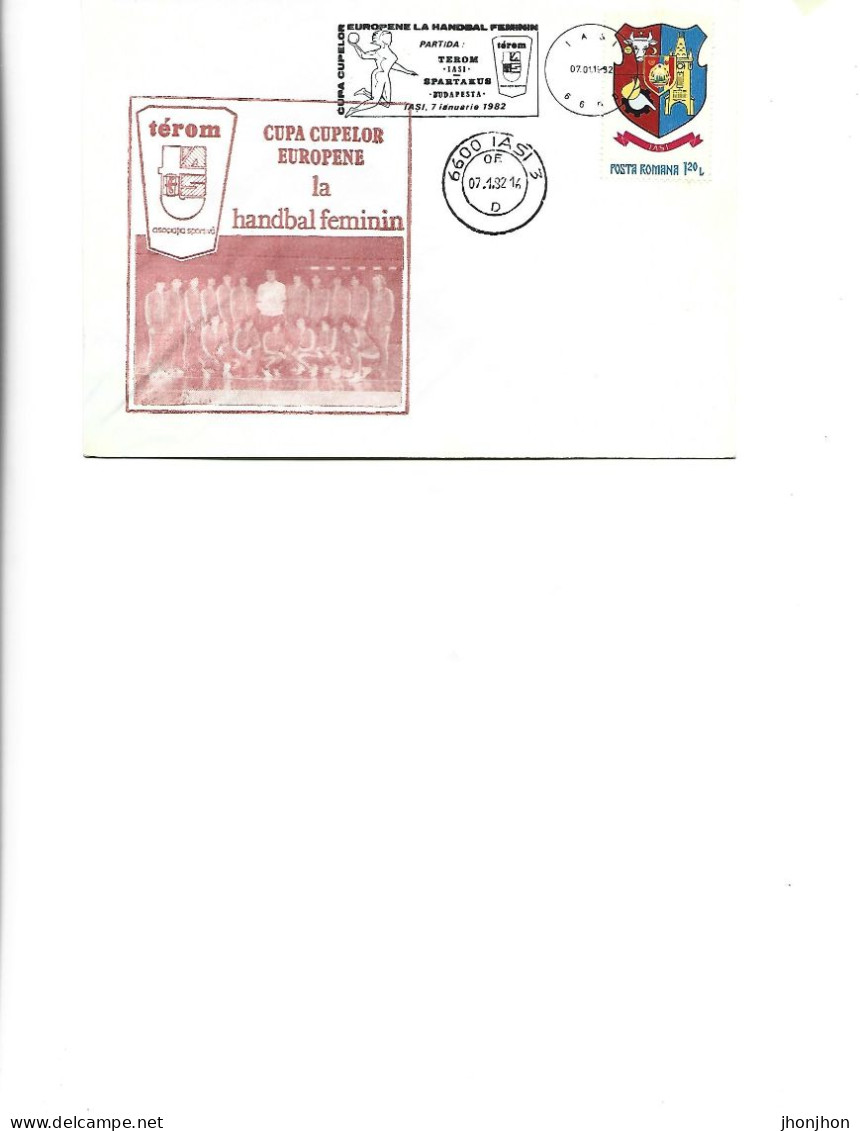 Romania - Occasional Envelope 1982 - Sport-European Women's Handball Cup-Terom Iasi-Spartakus Budapest,01/07/1982.Iasi - Postmark Collection