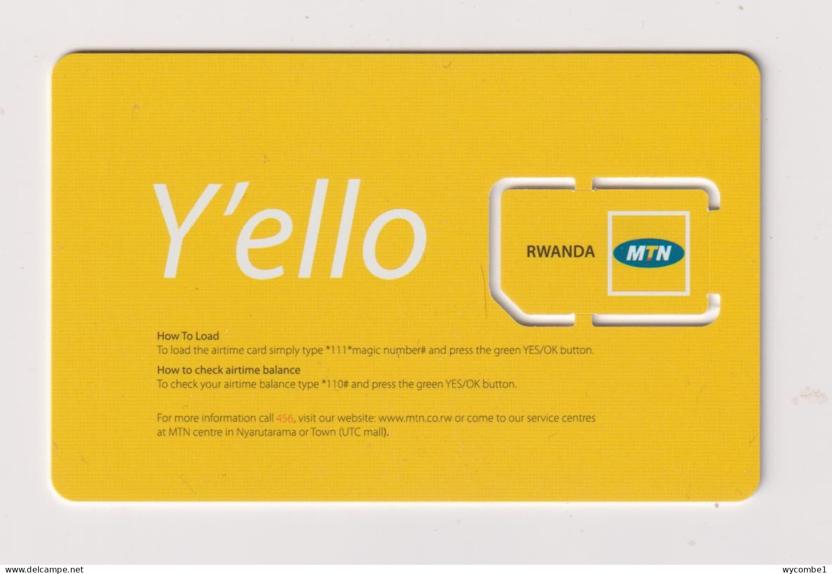 RWANDA  - MTN Y'ello FIFA  World Cup Unused Chip SIM Phonecard - Ruanda